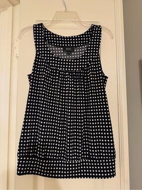 Bwear Black Sleeveless Polka Dot Tank Top with White Dots
